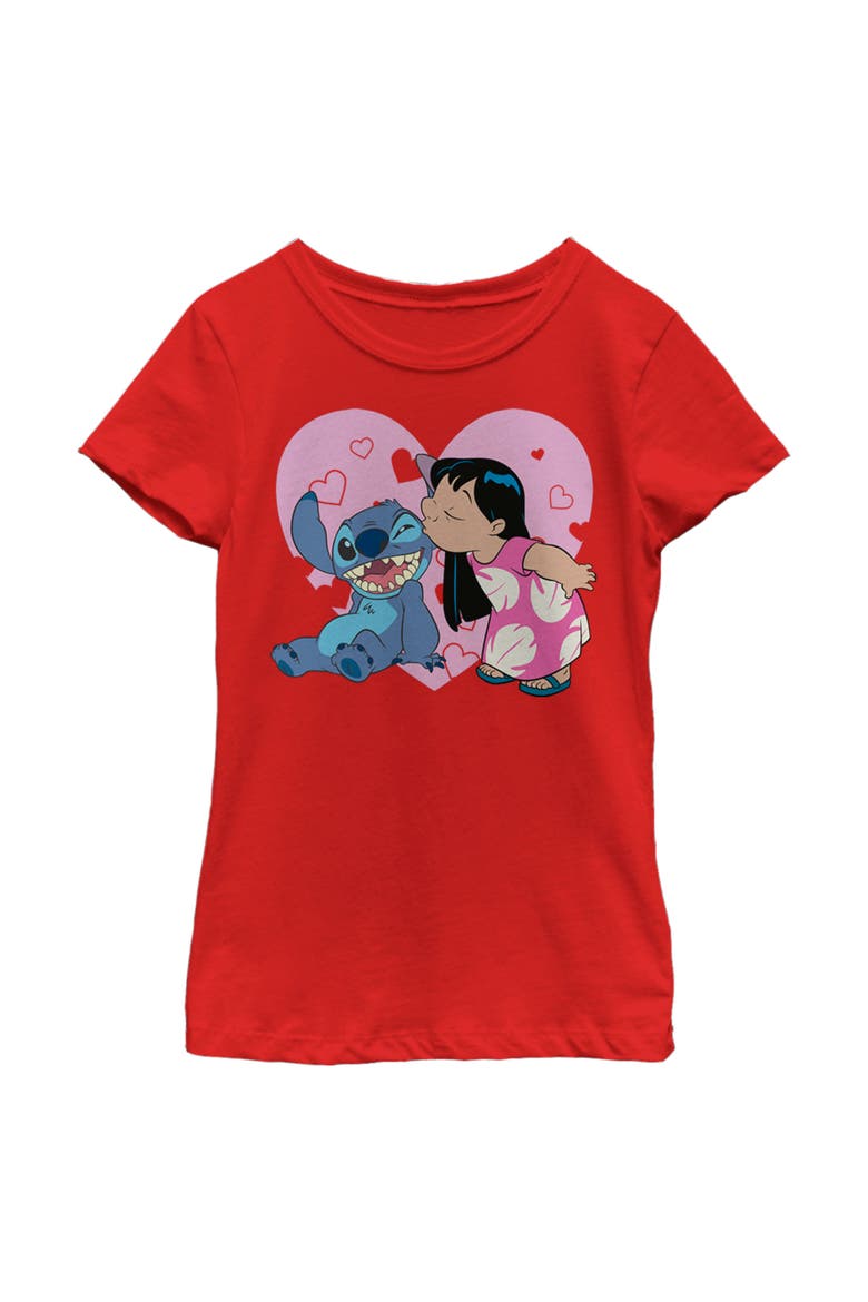 Girls' Valentine's Day Kisses Graphic Tee, Main, color, Red