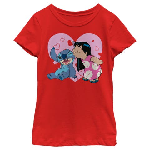 Girl's Lilo & Stitch Valentine's Day Kisses  Graphic T-Shirt