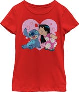 Lilo & Stitch Girls' Valentine's Day Kisses Graphic Tee