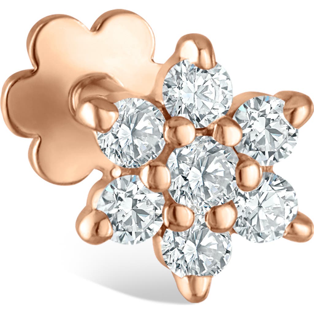 Maria Tash Diamond Flower Threaded Stud Earring In Rose Gold