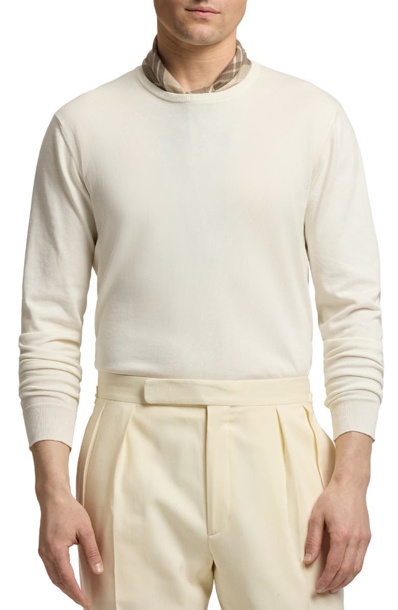 Ralph Lauren Purple Label Cotton Crewneck Sweater, Main, color, Classic Cream