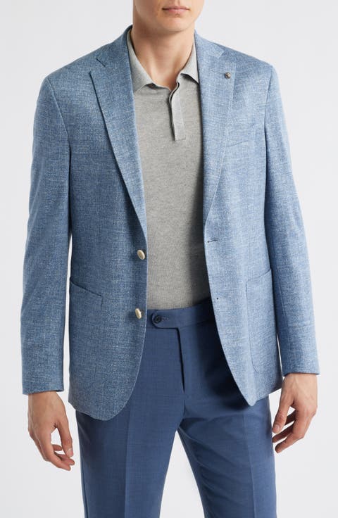 Hartford Light Blue Mélange Wool & Silk Blend Knit Sport Coat