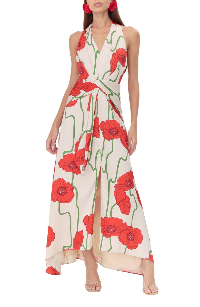 Adelyn Rae Rosalyn Abstract Rose Print Maxi Dress, Alternate, color,