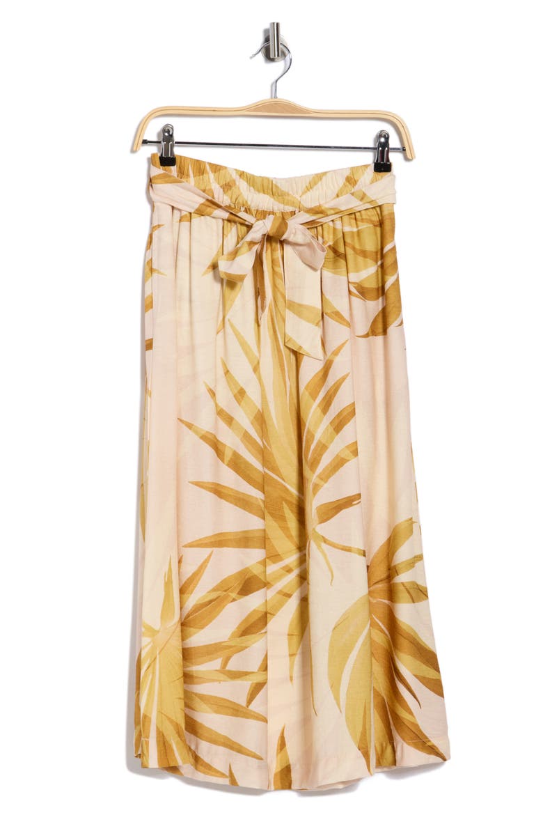 Palm Print Pull-On Midi Skirt, Alternate, color, LILAC/ GOLD PALM