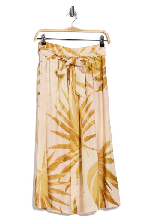 Palm Print Pull-On Midi Skirt