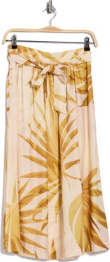Joie Palm Print Pull-On Midi Skirt