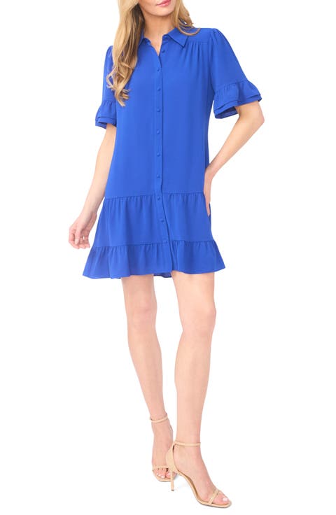 Ruffle Sleeve Mini Shirtdress
