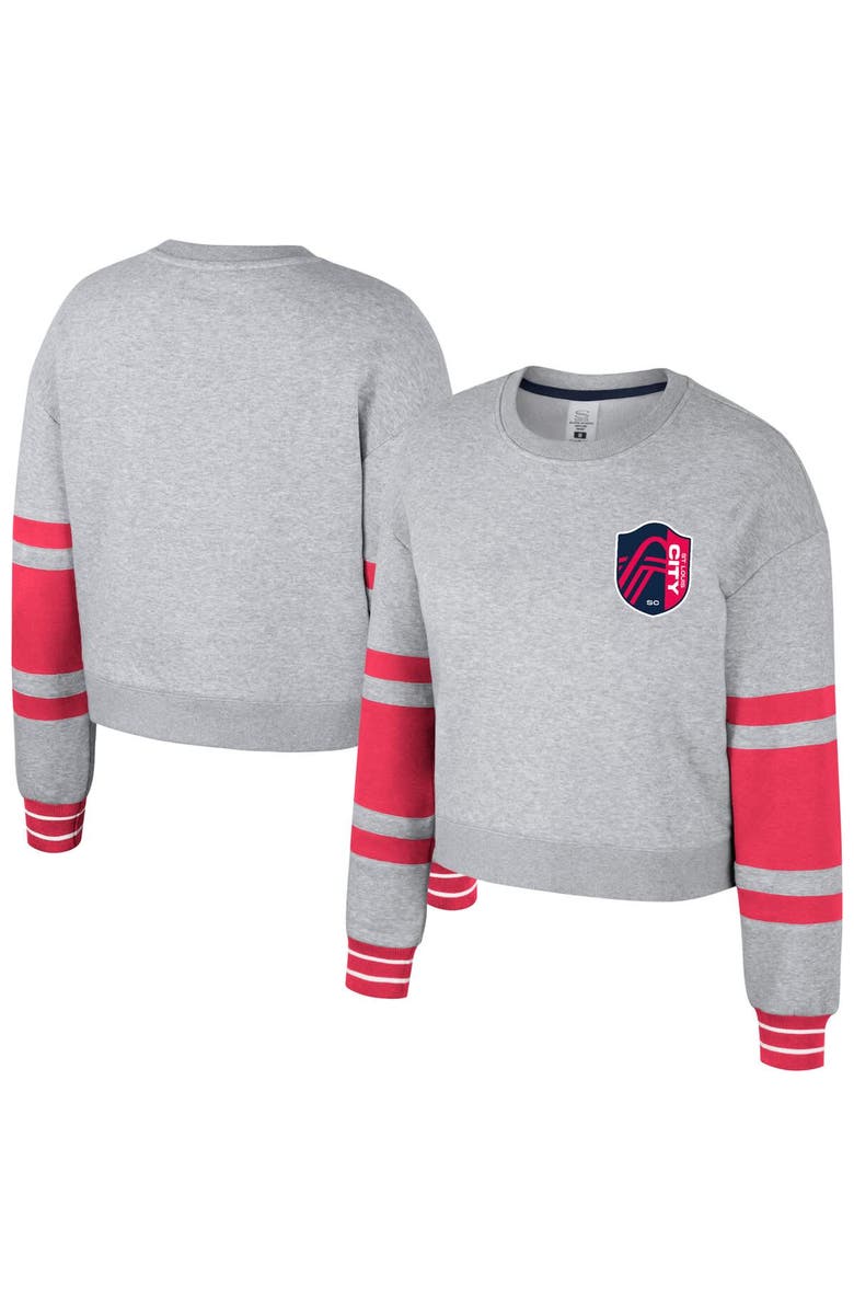 Stadium Essentials Women's Stadium Essentials Heather Gray St. Louis City SC Scrimmage Cropped Pullover Sweatshirt, Alternate, color, Heather Gray