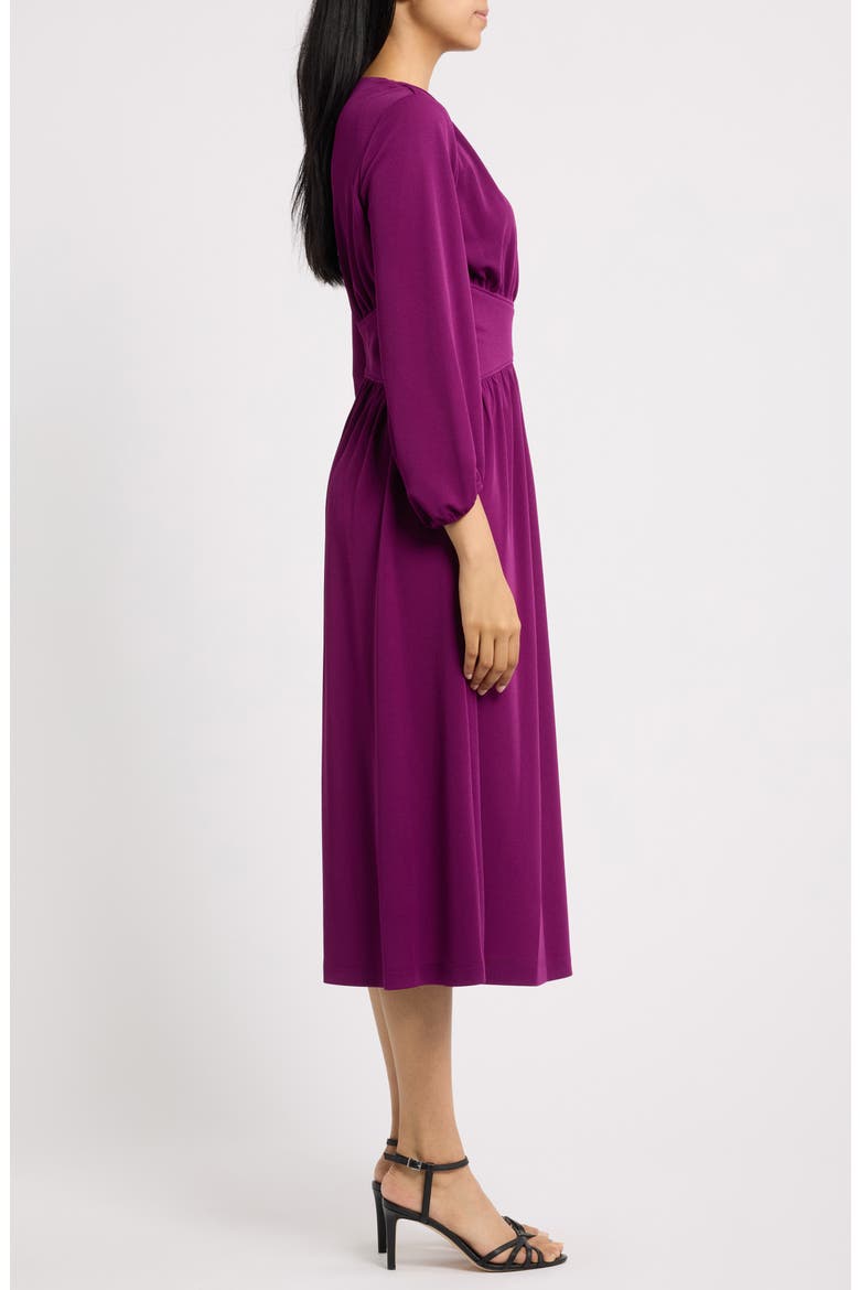 Blouson Long Sleeve Fit & Flare Midi Dress, Alternate, color, BEET