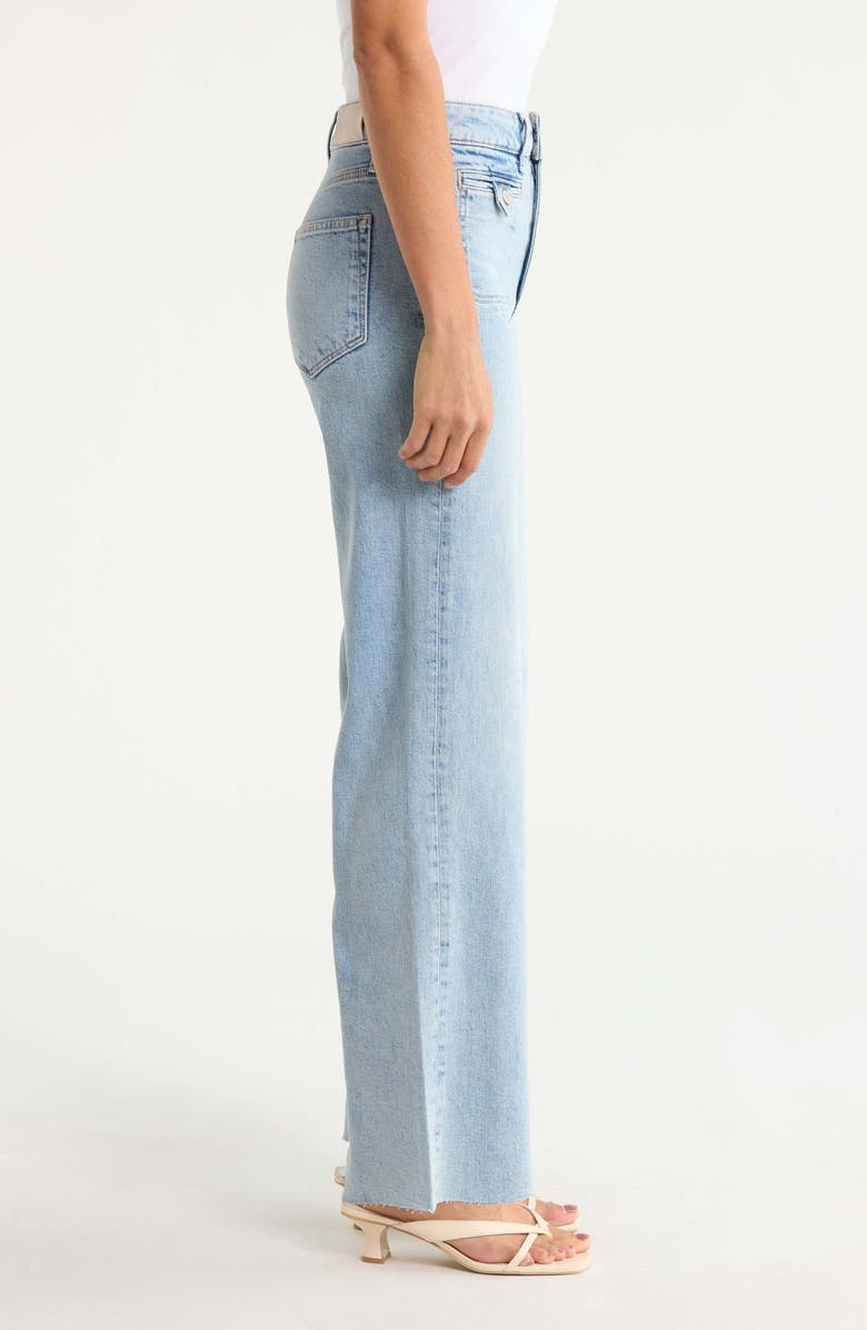 PAIGE Anessa Button Pocket High Waist Raw Hem Wide Leg Jeans, Alternate, color, Canoga