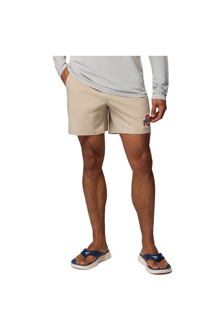 Men's Columbia  Natural Ohio State Buckeyes PFG Terminal Roamer™ Omni-Shade™ Stretch Shorts, Main, color, Natural
