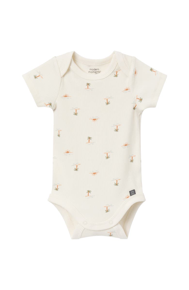 Modern Moments<sup>™</sup> by Gerber Bodysuits & Shorts 4-Pack Set, Alternate, color, Ivory Mini Island/Md Green