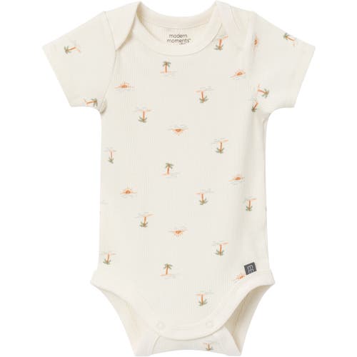 Modern Moments™ By Gerber Bodysuits & Shorts 4-pack Set In Ivory Mini Island/md Green