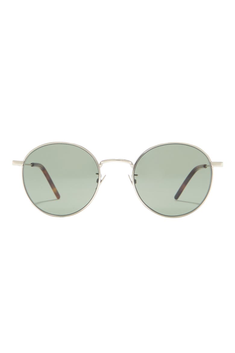 52mm Round Sunglasses, Main, color, SILVER SILVER GREEN