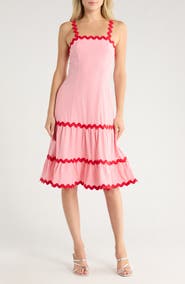 AREA STARS Ana Ric-Rac Ribbon Midi Dress