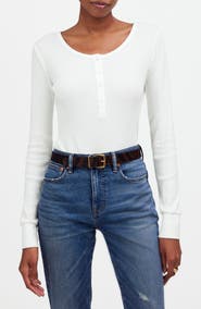 Madewell Waffle Knit Scoop Neck Henley Top
