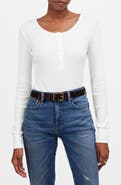Madewell Waffle Knit Scoop Neck Henley Top