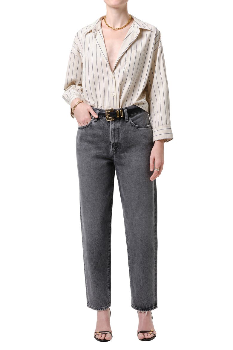 Petit Ami Striped Cotton Shirt, Alternate, color, RAMBLE CREAM/ NAVY STRIPE