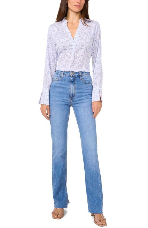 Vince Camuto Dot Print V-neck Split Cuff Top In Lake Breeze