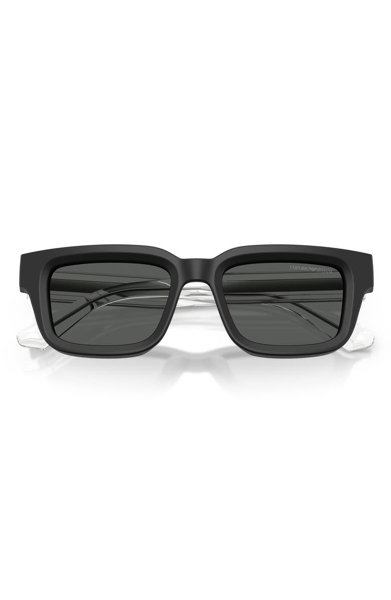 Emporio Armani 51mm Rectangle Sunglasses, Alternate, color, Matte Black / Dark Grey