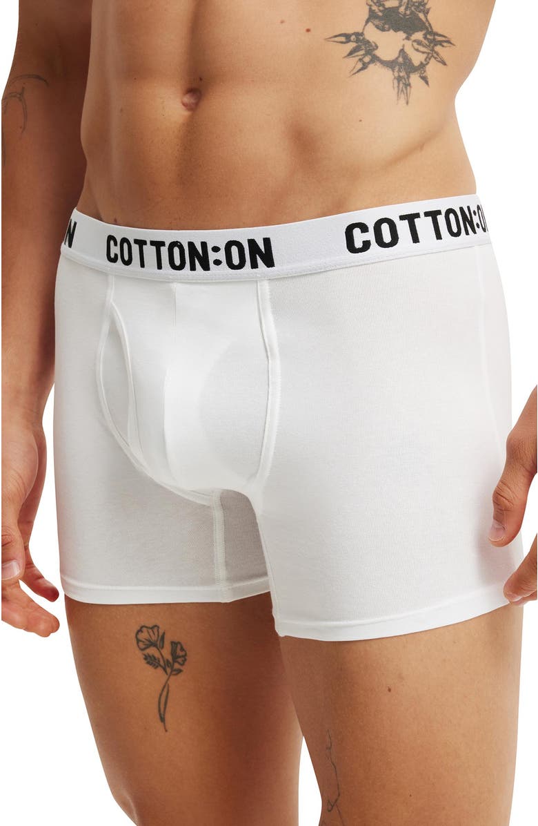 Cotton On Men's Mens Organic Cotton Trunks, Alternate, color, White White Black