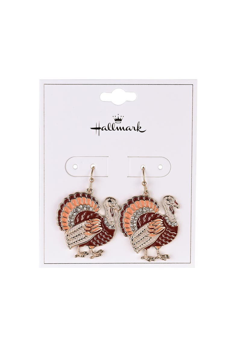 Enamel Turkey Earrings, Alternate, color, Orange