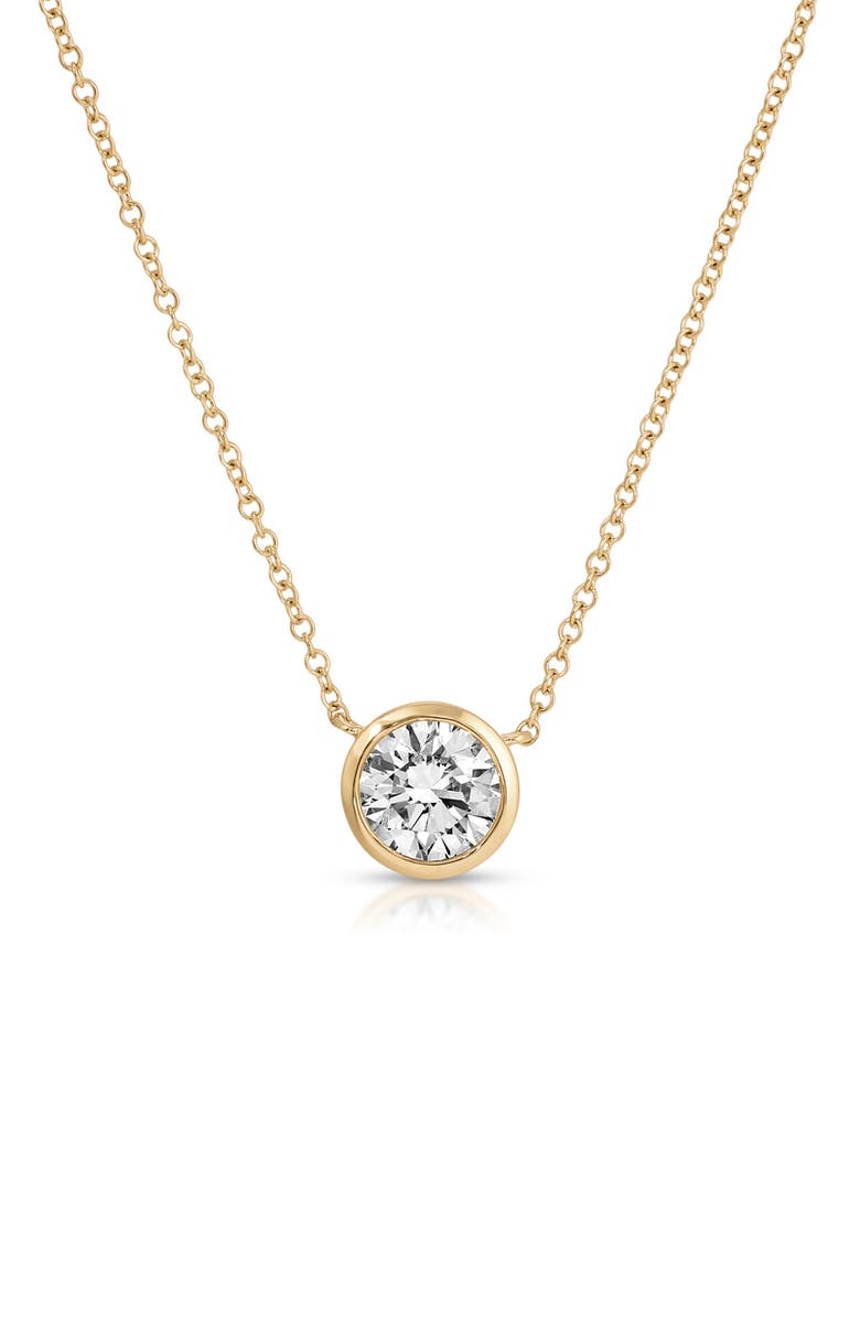 EF Collection Diamond Solitaire Floating Bezel Pendant Necklace, Main, color,