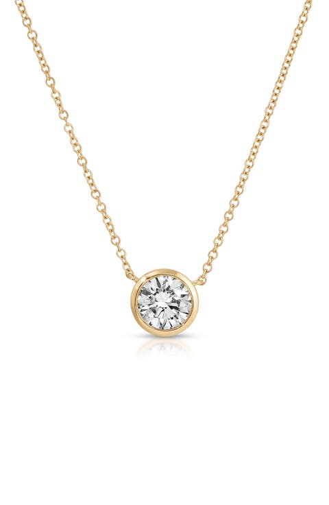 Diamond Solitaire Floating Bezel Pendant Necklace