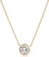 EF Collection Diamond Solitaire Floating Bezel Pendant Necklace