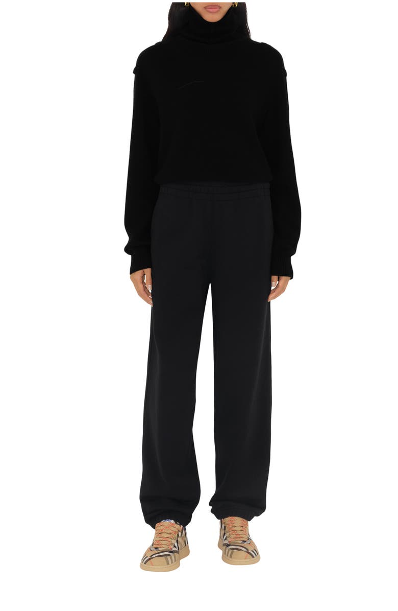 Burberry Check Label Cotton Jogging Pants, Main, color, Black