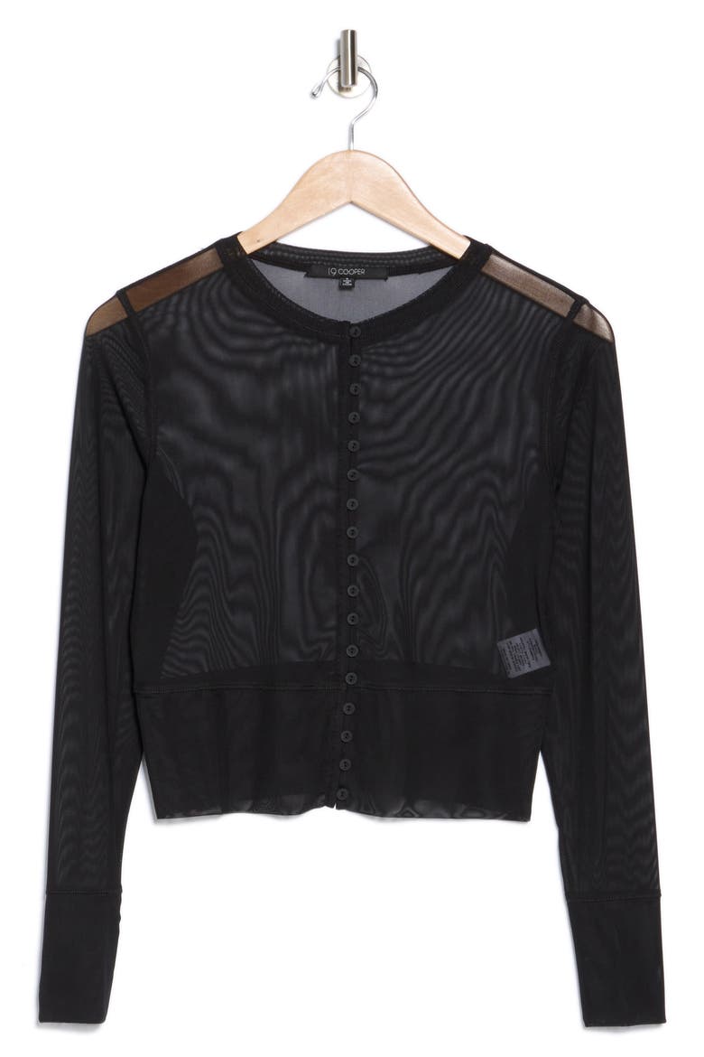 Long Sleeve Power Knit Mesh Crop Top, Alternate, color, BLACK