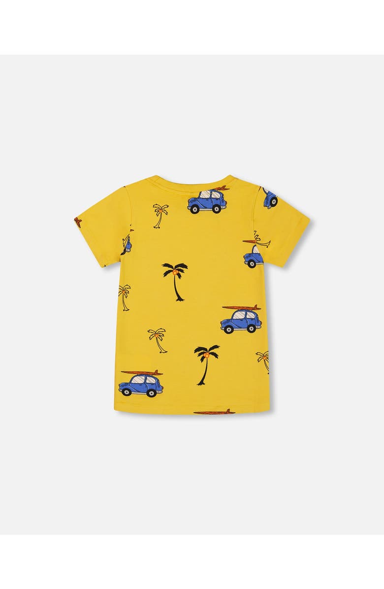 Deux par Deux Little Boy's Printed Organic Cotton Tee Yellow And Blue Car, Alternate, color, 