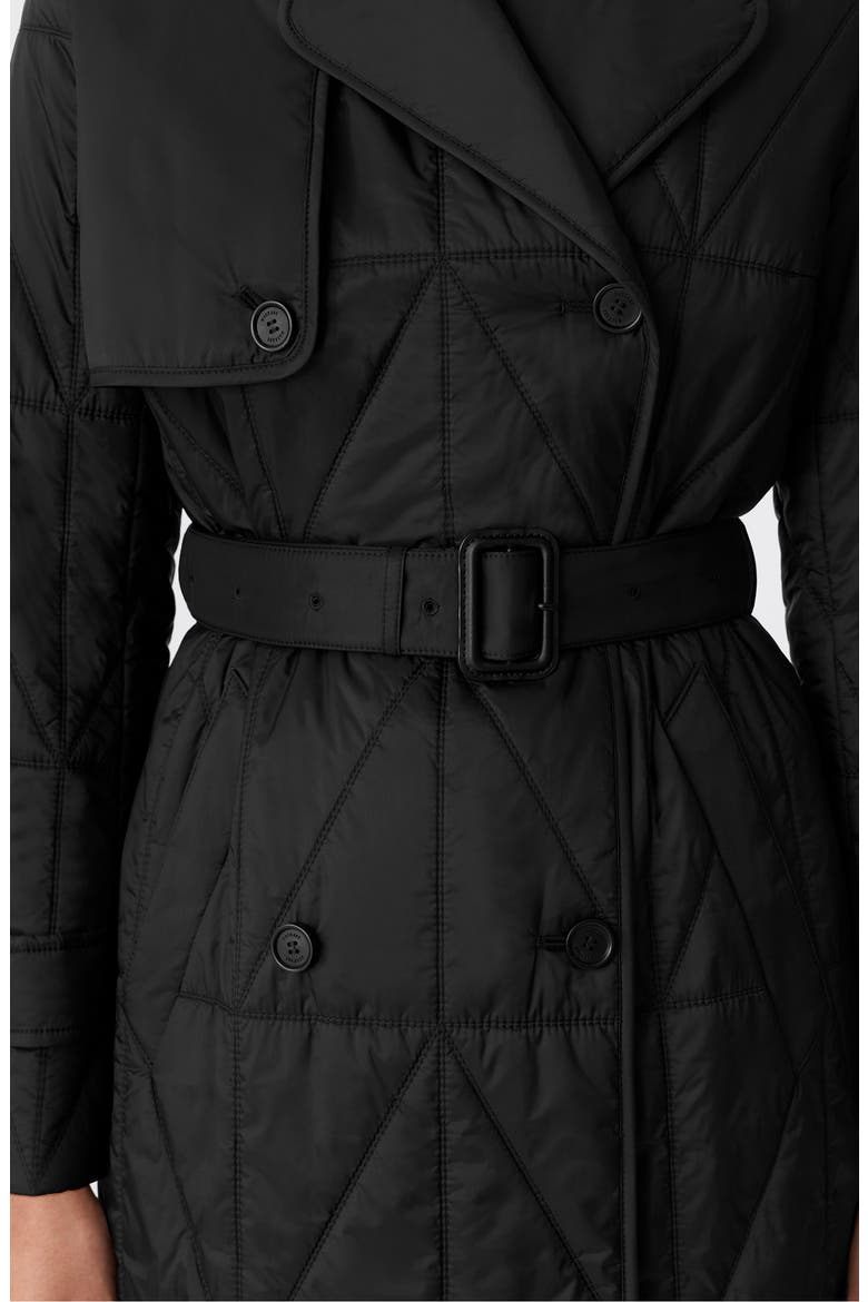 Mavis Quilted Trench Coat, Alternate, color, BLACK