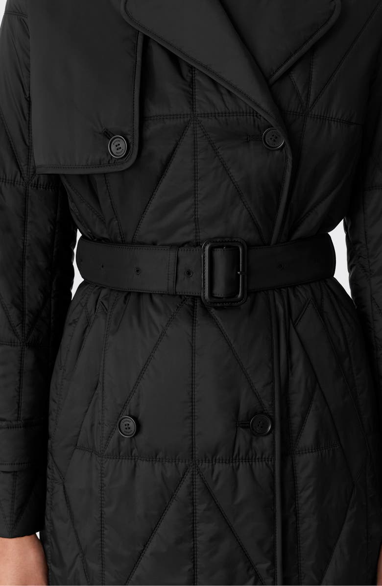 Mackage Mavis Quilted Trench Coat, Alternate, color, Black
