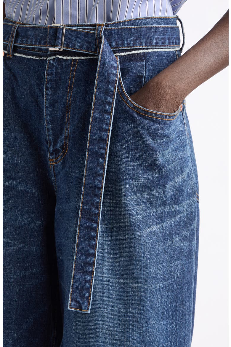 Wide Leg Self-Belt Jeans, Alternate, color, BLUE