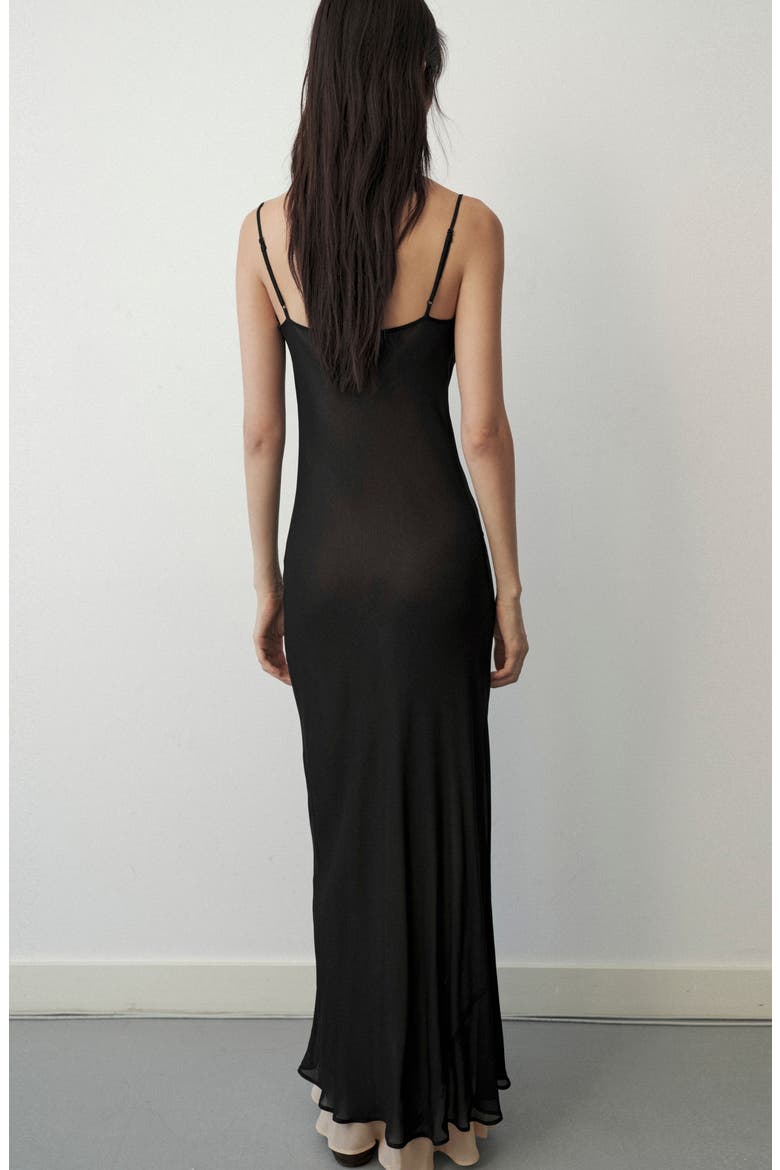 Lace Detail Chiffon Dress, Alternate, color, BLACK