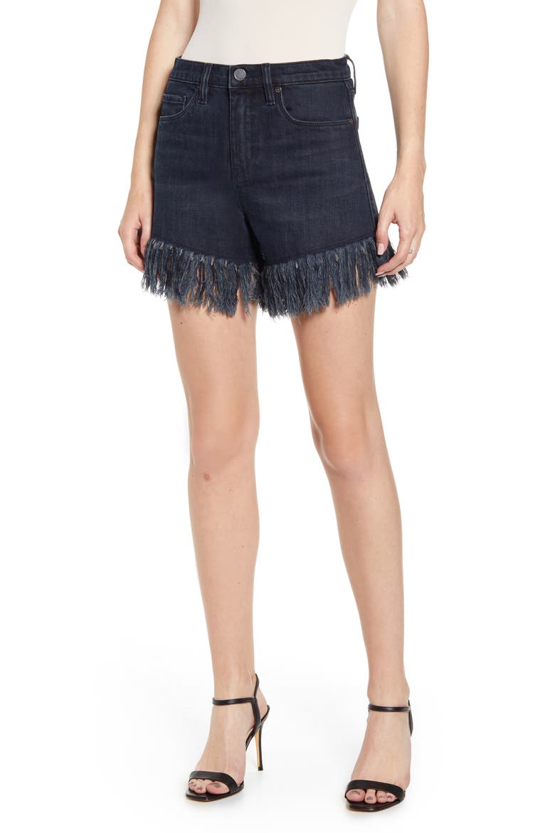 Fray Hem Denim Shorts, Main, color, VIXEN