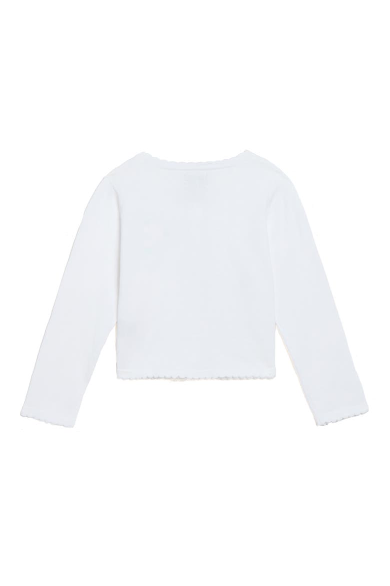 Kids' Floral Appliqué Cotton Cardigan, Alternate, color, WHITE