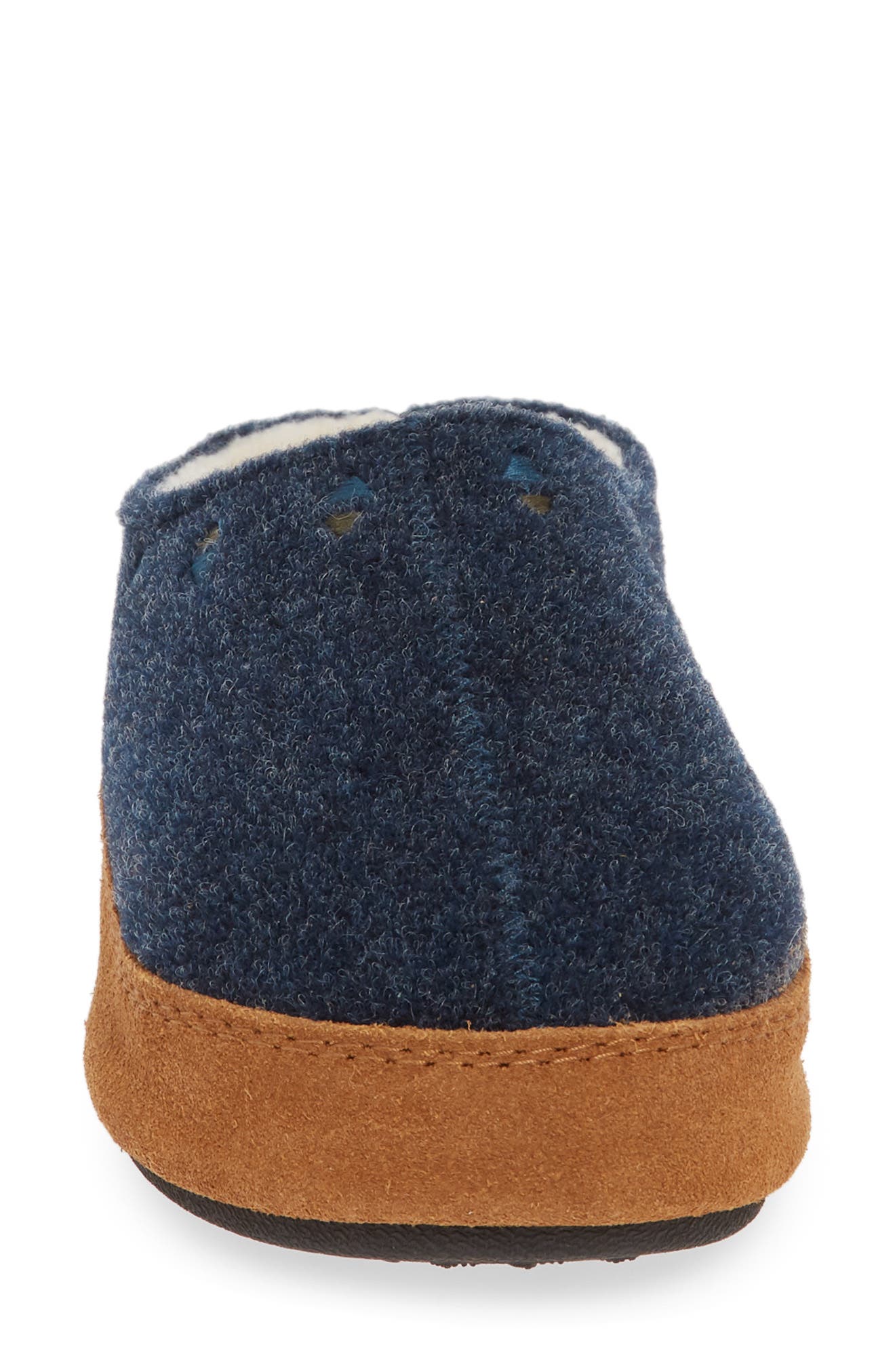 Geo Embroidered Hoodback Slipper, Alternate, color, NAVY BLUE WOOL