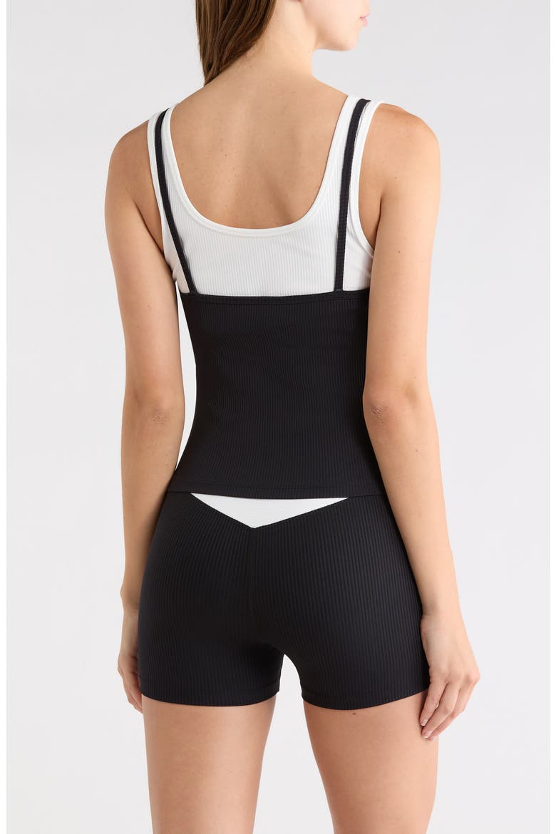 Ribbed Layered Tank, Alternate, color, BLACK/WHITE