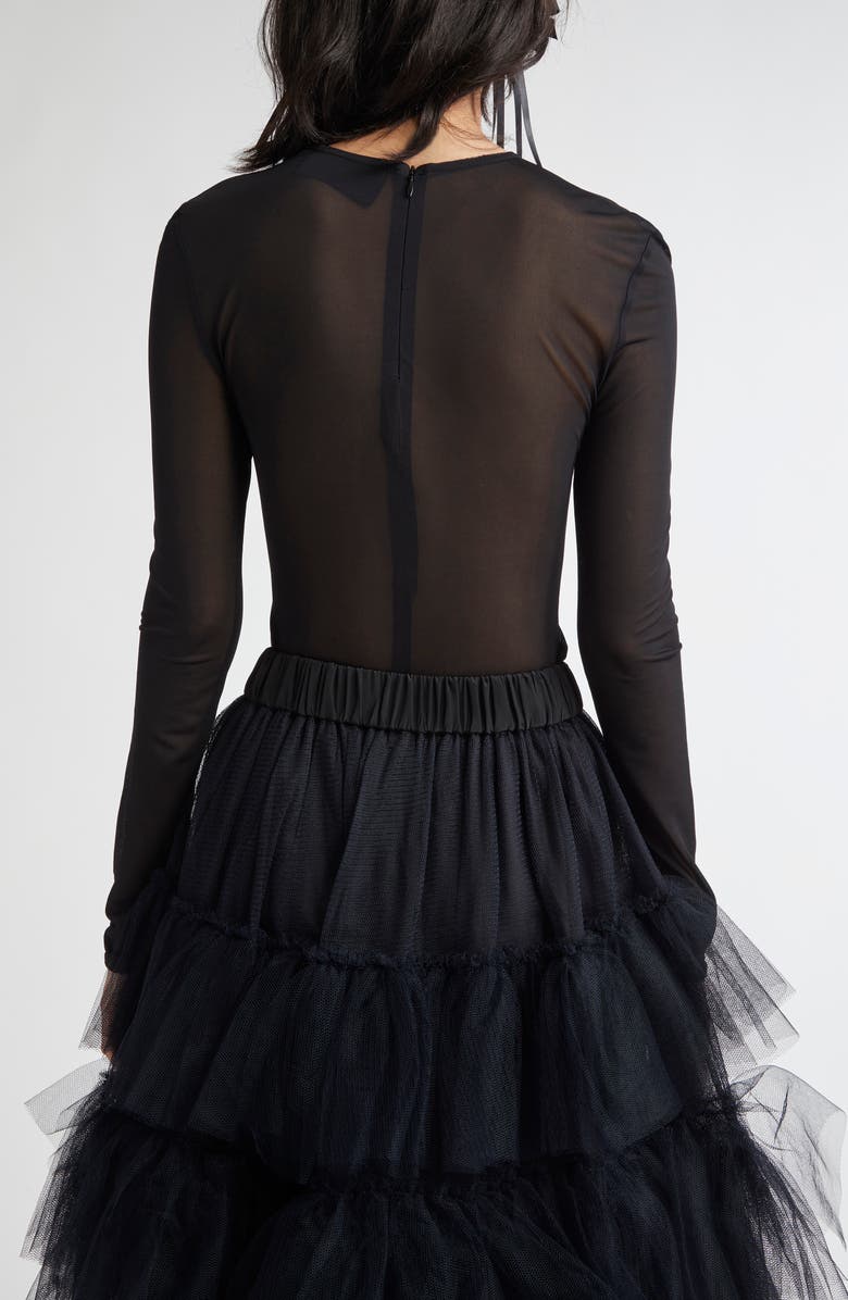 Simone Rocha Crystal Flower Fitted Sheer Mesh Ballet Top, Alternate, color, 