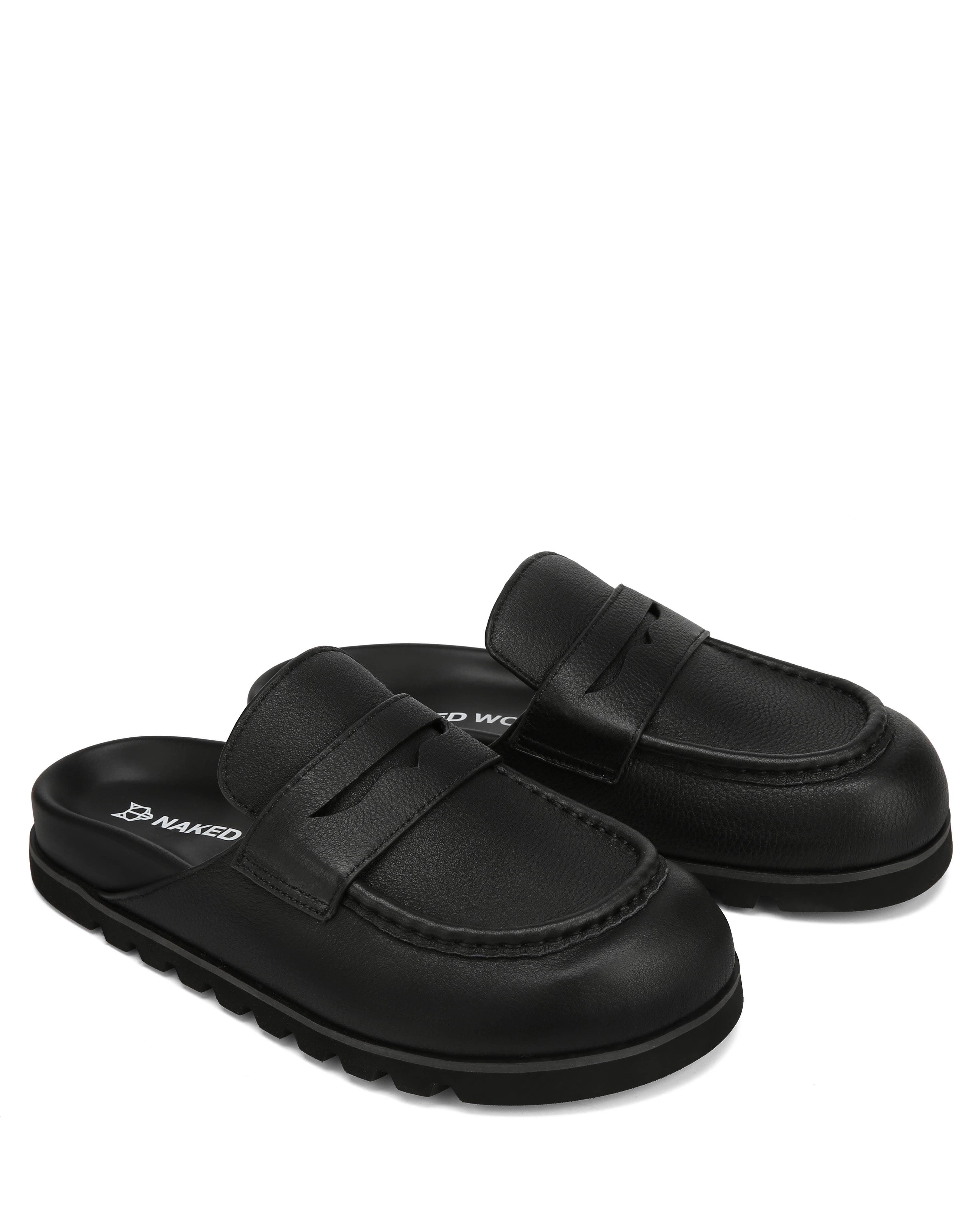 Naked Wolfe Cord Pebble Leather Slipper, Main, color, Black