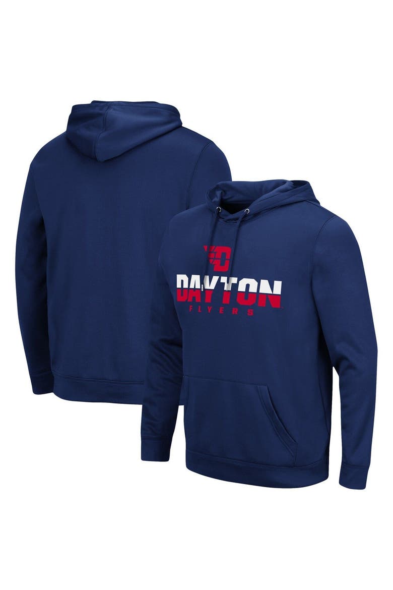 Men's Colosseum Navy Dayton Flyers Lantern Pullover Hoodie, Main, color, Navy