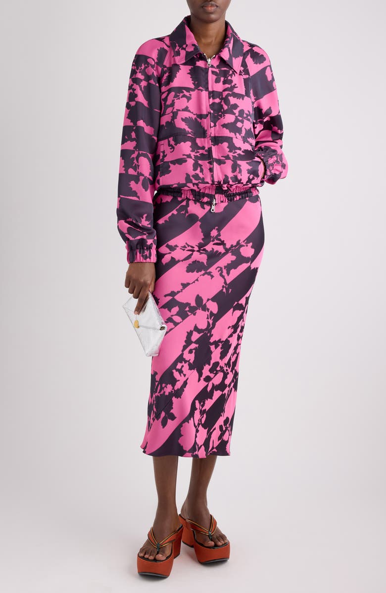 Dries Van Noten Vinnia Reversible Floral Jacquard Blouson Jacket, Alternate, color, Fuchsia