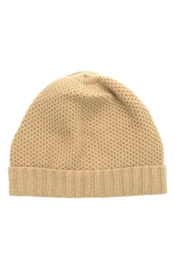 Portolano Honeycomb Cashmere Beanie In Neutral