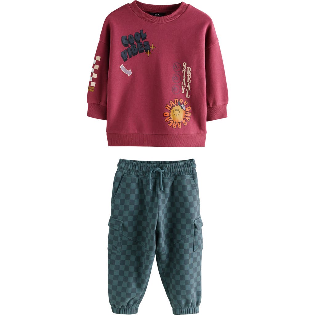 Next Kids' Graphic Sweatshirt & Cargo Joggers Set In Red