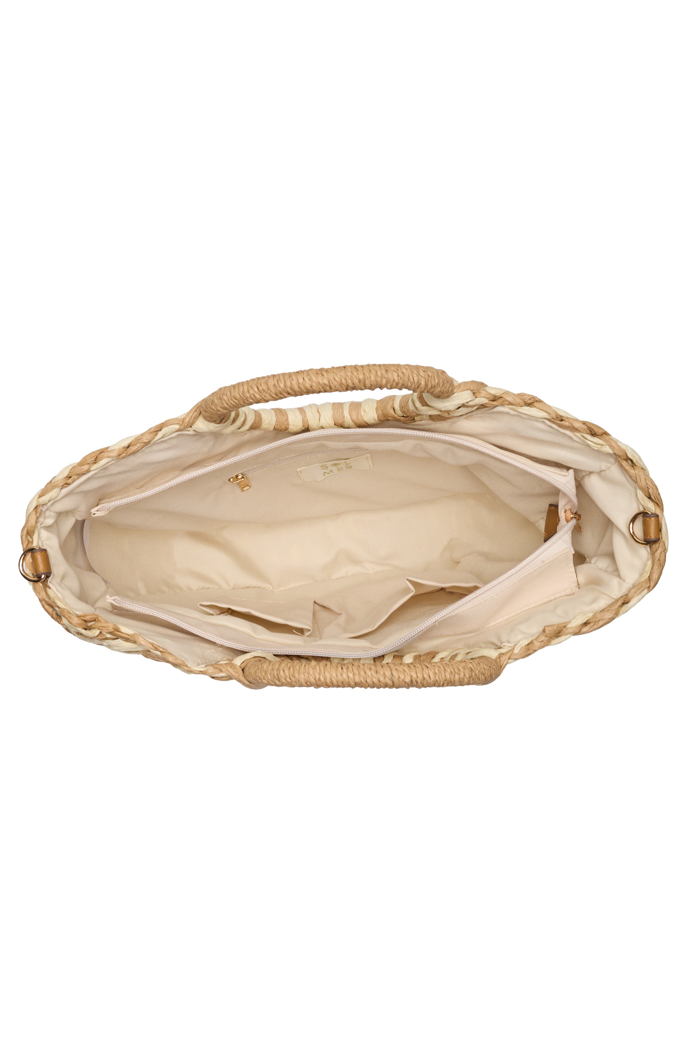 Collection XIIX Two-Tone Half Moon Straw Tote, Alternate, color, Natural