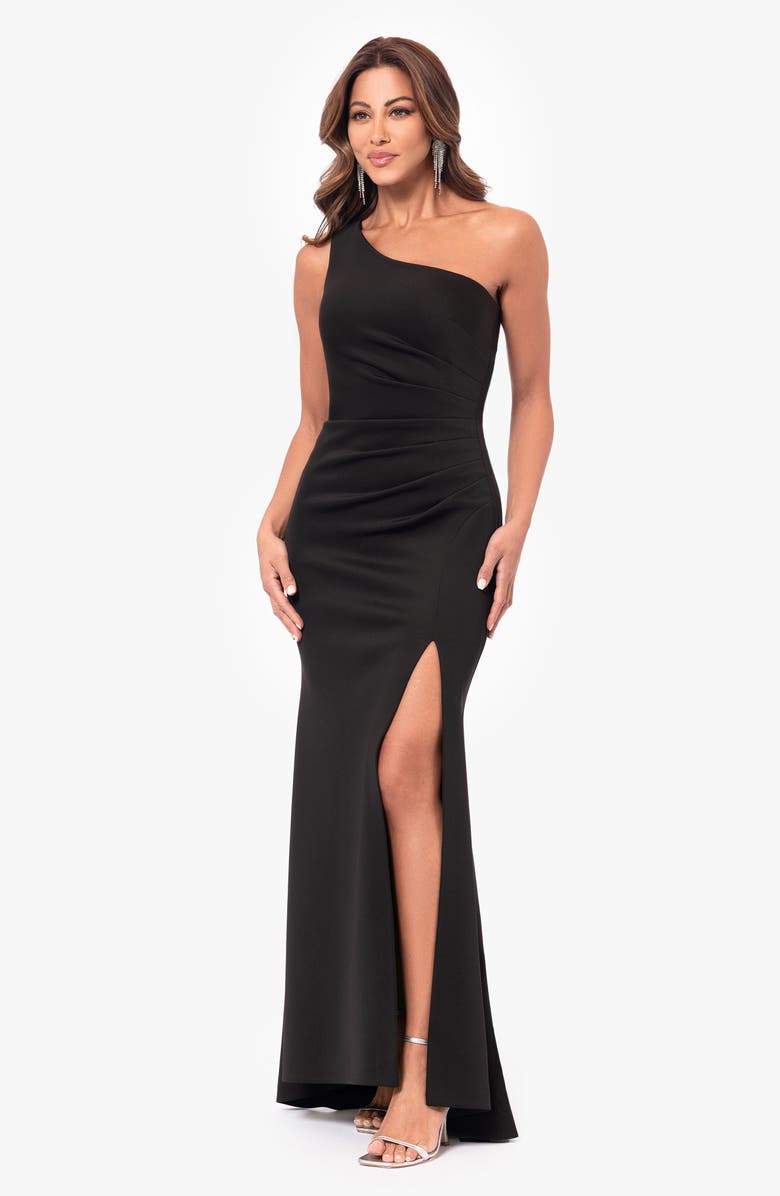 Xscape Evenings One-Shoulder Scuba Crepe Gown, Alternate, color, 