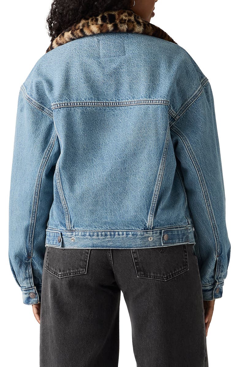 Levi's '90s Faux Fur Collar Denim Trucker Jacket, Alternate, color, Dolly Day