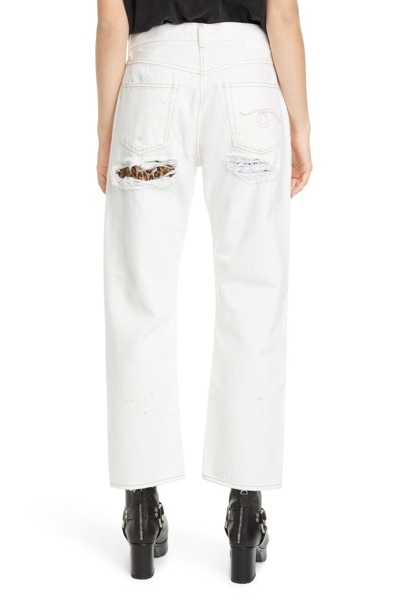 R13 High Waist Ripped Boyfriend Jeans, Alternate, color, 